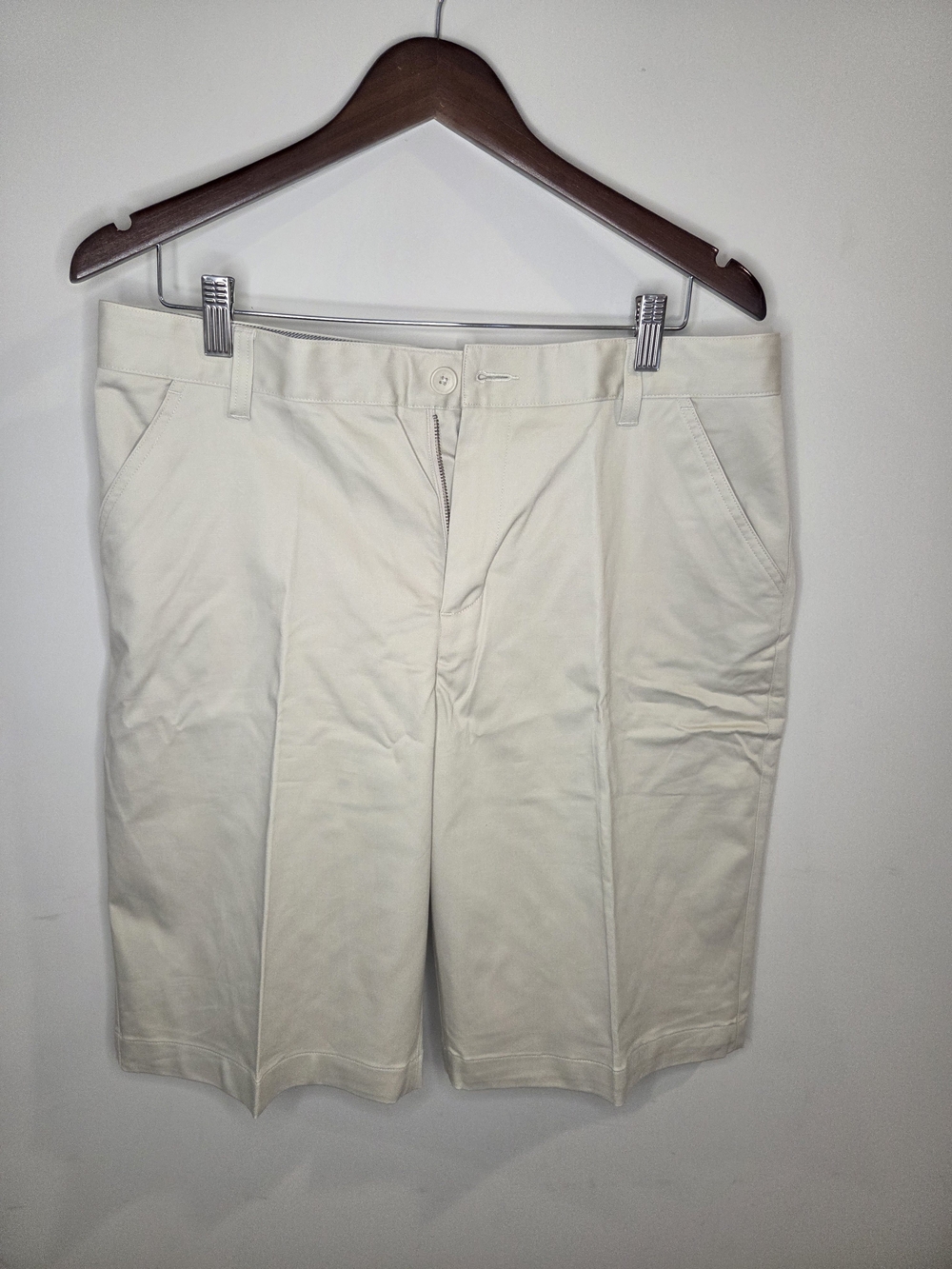 adidas Men's Cream Flat-Front Golf Shorts